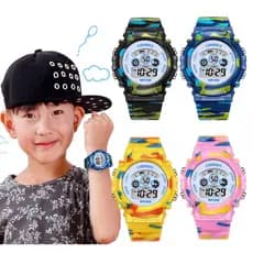 Relógio De Pulso Infantil Com Alarme/À Prova D'água/Luminoso/LED/Colorido/Camuflado