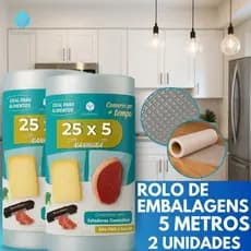 Kit  2 Rolos Vácuo  Gofrado - Resistentes Saco Embalagem Ranhura Seladora Doméstica Rolo Bobina
