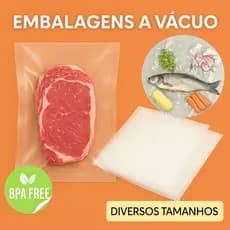Saco Embalagem para Vácuo 15x20, 20x25, 20x30, 25x30 100 Unidades - Resistente Nylon Poli BPA FREE