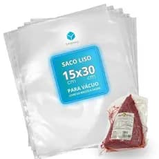 Kit Saco Plástico Embalagem A Vácuo Lisa 20x30 100 Unidades - Seladora Uso Doméstico e Profissional