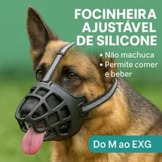 Focinheira de Silicone p/ Cães Grandes – Macia, Segura, Flexível e Permite Comer e Beber