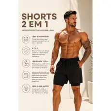 Shorts 2em1, com forro e bolso interno. Academia Treino Corrrida