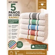 KIT COM 5 PANO DE COPA SURTIDO Pano De Copa Pano De Louça Pano De Pia Pano XADREZ