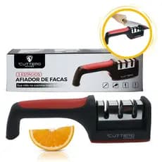 Afiador Amolador De Facas E Tesouras 3 em 1 Profissional Cuttero - Vermelho