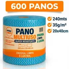 600 Panos  Multiuso Bobina 20x40 240m Tipo Perfex Limpa Rolo Bobina Pano Cor Azul