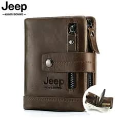 Carteira Masculina RFID Bolsa Com Zíper De Couro De Vaca Curto