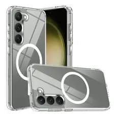 Capa MagSafe Transparente Para Samsung Linha S - S20 Fe/ S21 Fe/ S23 Fe / S23 PLUS/ S23 Ultra