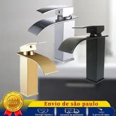 Torneira de Lavabo / Banheiro Black Preta Prata  Luxo Metal Moderna 1/2 Cuba Fosco  Quadrada