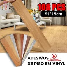 108 PCS Piso Vinílico 15㎡Autocolante Adesivo Madeira Régua Lavável-Várias cores para