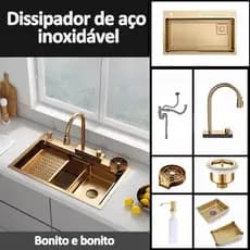 304 pia de cozinha de aço inoxidável combinada com torneira preto 75cm- envio imediato