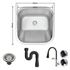 Tanque Inox Lavanderia 45x45 Com Válvula Aço Inox Brinovar