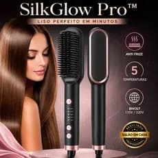 Escova Alisadora Profissional SilkGlow Pro™ Bivolt Anti Frizz Modeladora 5 Temperaturas