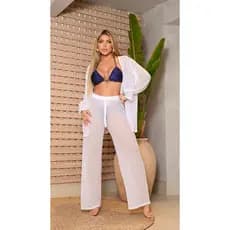 Saida de Praia Kimono + Calça Maldivas em Tule