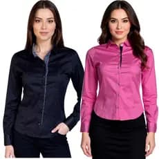 Kit Camisas Femininas Manga Longa Preto Rosa