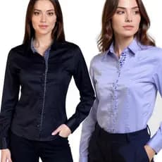 Kit Camisas Femininas Manga Longa Preto Lilas