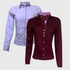 Kit Camisas Femininas Manga Longa Bordo Lilas