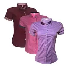 Kit Blusas Femininas 3 Pecas Bordo Rosa Lilas