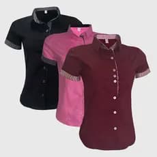 Kit Blusas Femininas 3 Pecas Preto Rosa Bordo