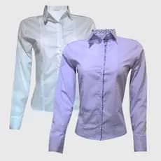Kit Camisas Femininas Manga Longa Branco Lilas