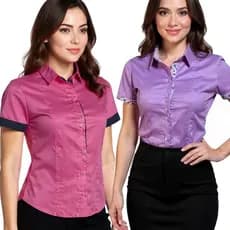 Kit Camisa Social Feminina 2 Un Rosa Lilás Camisa Feminina