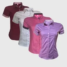 Kit Blusas Femininas 4 Pecas Branco Bordo Rosa Lilas