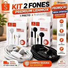 KIT 2 UNIDADES Fone de Ouvido com fio Microfone LEHMOX Alta Qualidade