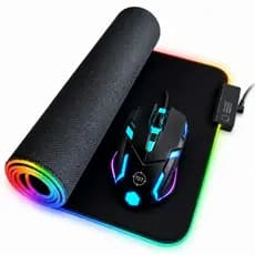 MousePad 80x30cm LED RGB+Mouse 7 cores 4 Botões 2400 DPI RGB