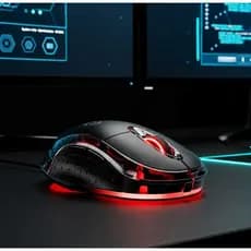 Mouse Com Fio USB LED Vermelho (Compacto) Notebook, PC e Uso Gamer