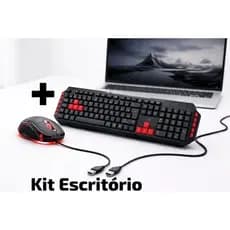 Escritório KIT  Teclado+ Mouse LED Vermelho Teclado com Teclas Vermelha e Preto
