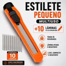Estilete Pequeno 9mm Multiuso com 10 Lâminas Extras Reposição Corte Precisão