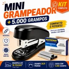 Mini Grampeador Com 5000 Grampos 26/6 Escritório Escola