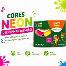 Tinta Guache Neon 6 Cores 15ml Cada Leo&Leo Escolar Artesanato