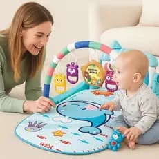 Tapete Atividades Infantil Musical Interativo Piano Desenvolvimento Sensorial Azul