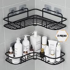 Kit 2 Prateleira Aramado De Canto Em L Porta Shampoo Organizador Para Banheiro duas Prateleiras