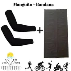 Manguito + Bandana Befast Preto Ciclismo Proteção Sola Fps 50 Motoqueiro Caminha Volei