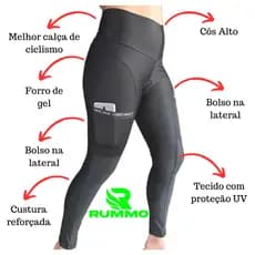 Calça Ciclismo Feminina Forro ESPUMA ou GEL Befast Cós Alto 2 Bolsos