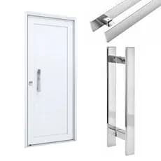 Puxador 40cm para portas de madeira, vidro e aluminio inox barra chata