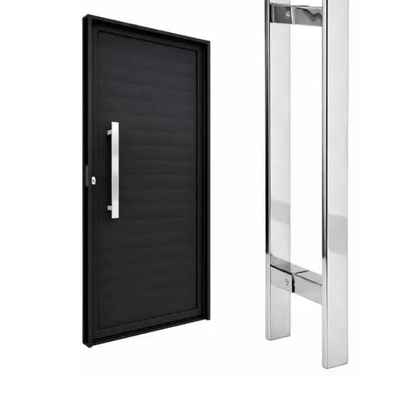 Puxador 50cm inox barra chata para portas de madeira, vidro e aluminio, 30cm entre furos