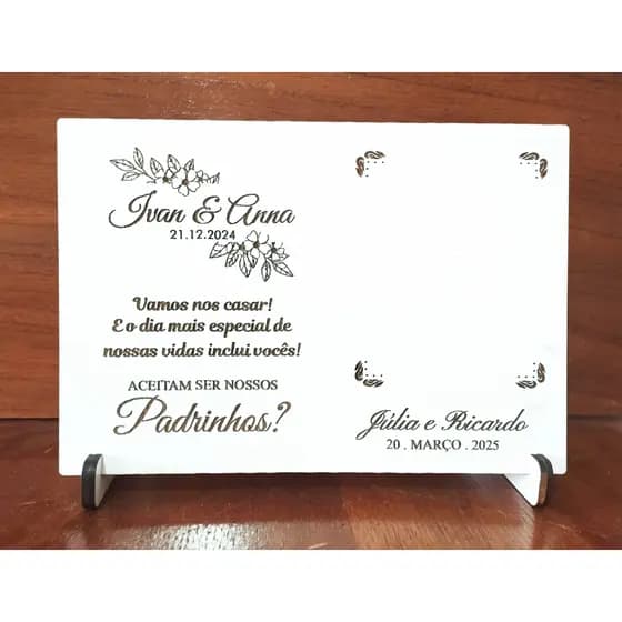 10 Mini Porta Retratos para Lembrança de Casamento aos Padrinhos - PERSONALIZADO em MDF