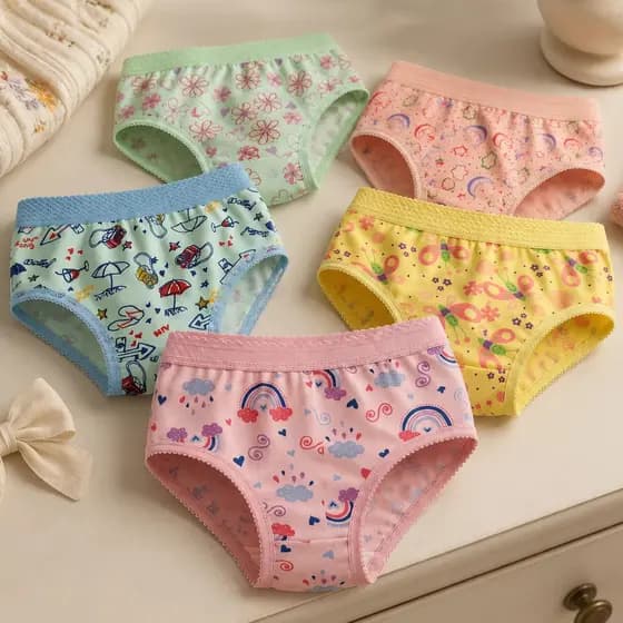 Kit 5/10 Calcinhas Infantil Menina Forro Algodão Poliéster Estampada Slip Premium