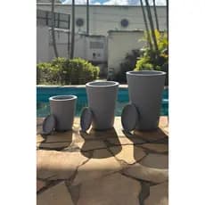 Kit 3 Vasos Coluna Escovada 1,2,3 vasos decorativos luxo jardim interno e externo vaso para plantas e flores