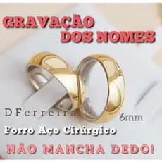 ALIANÇAS MOEDAS (par) 6mm FORRO AÇO CIRÚRGICO