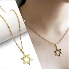 Colar Gargantilha Estrela de Davi Banhada a Ouro 18k C garantia