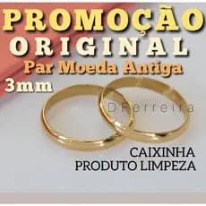 ALIANÇA MOEDA ANTIGA ORIGINAL (par)3mm ABAULADA