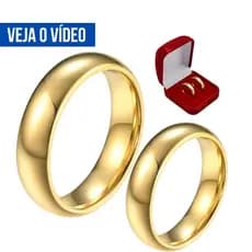 Par de Aliança de Casamento Ouro 24k Tradicional 4mm Banho de 10 milésimos Noivado Original.