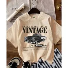 POLARBEAR Camiseta Feminina Com Estampa Retrô De Carro Casual 30.1 Algodão
