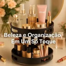 Organizador Prateleira de Maquiagem Giratório 360 2 Andares Batom Perfume Base Cosméticos Make
