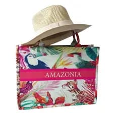 Kit Praia Bolsa e Chapéu Feminino Praia Piscina Varias Cores Qualidade Premium