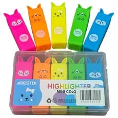 Kit Mini Marca Texto Ursinho Kawaii Boow Fluorescente