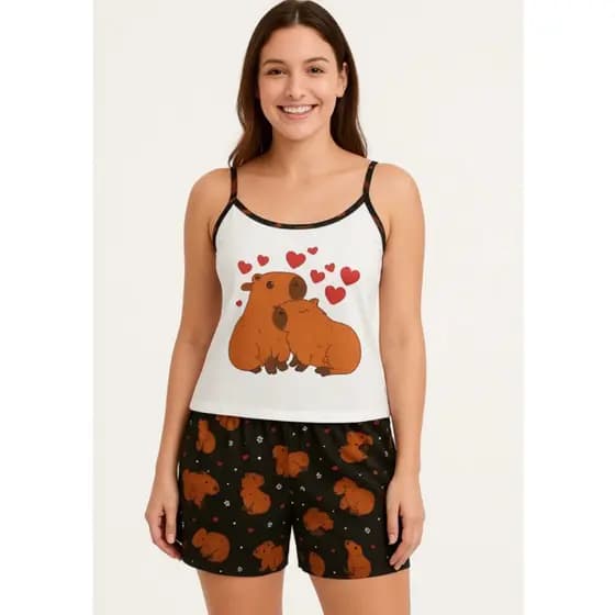 Baby doll feminino Adulto Blogueirinha Alcinha Short Dool Personagens verao pijama